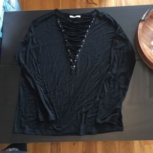 🆕 Black Express Lace Up Long Sleeve So Soft